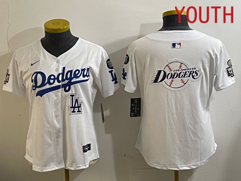 Youth Los Angeles Dodgers Blank White Game 2024 Nike MLB Jersey style 112128